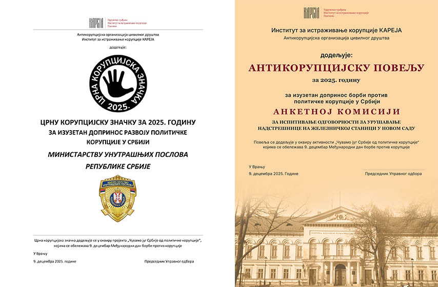 antikorupcijska povelja, crna znacka, anketna komisija, mup, k-013, vesti pancevo, kareja 